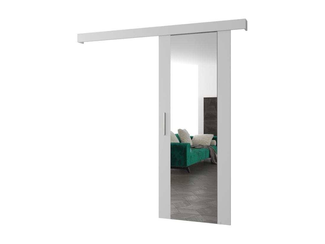 vente unique Portes coulissantes Salwador II 80x204 cm (Blanc / Blanc / Argent)