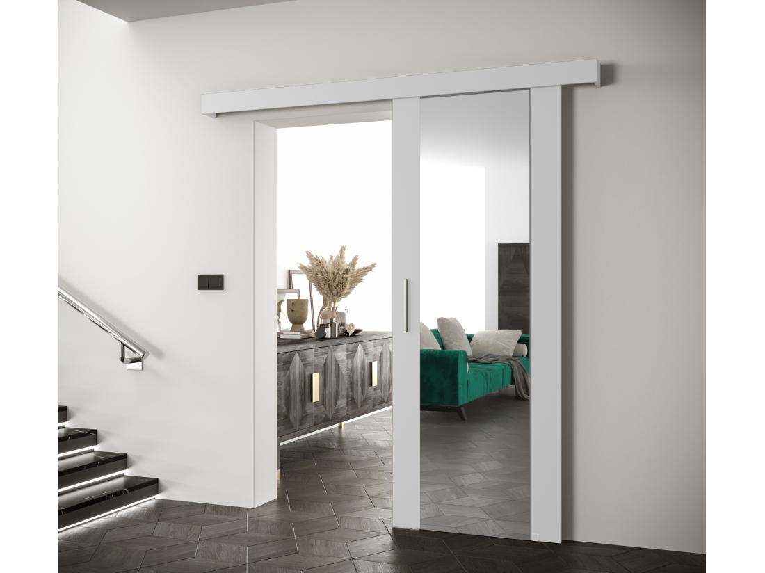 Vente Unique Portes Coulissantes Salwador II 90x204 Cm (Blanc / Blanc / Argent)