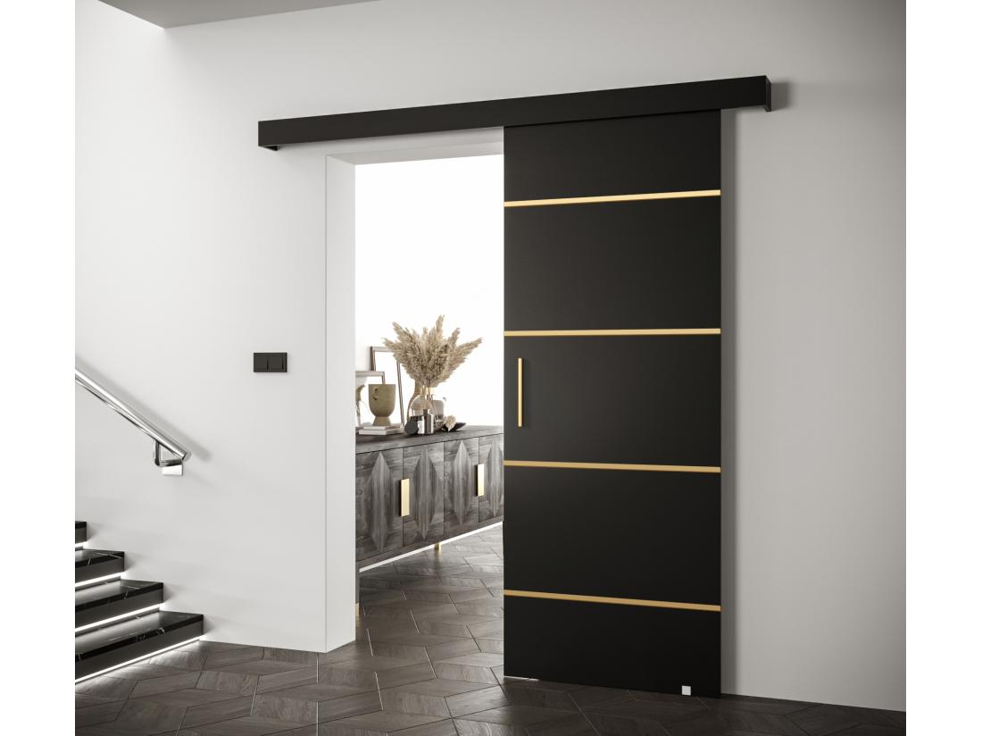 Vente Unique Portes Coulissantes Salwador IV 70x204 Cm (Noir / Noir / Or)