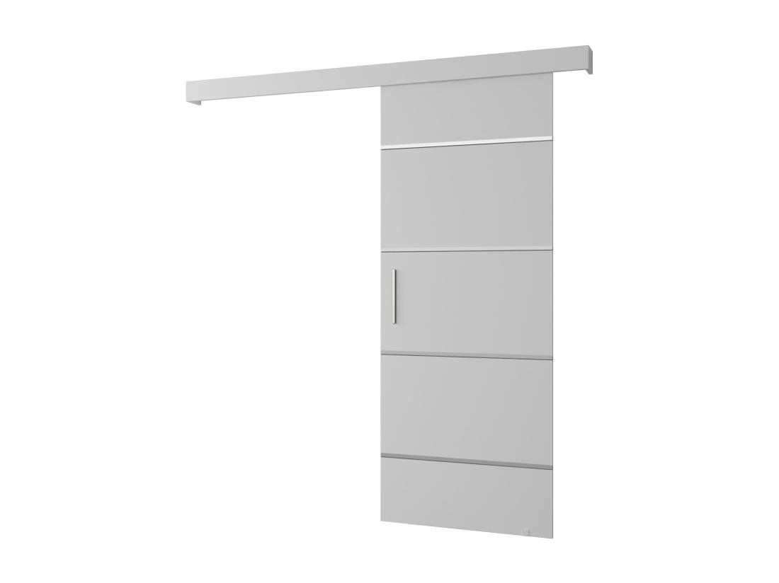 vente unique Portes coulissantes Salwador IV 80x204 cm (Blanc / Blanc / Argent)