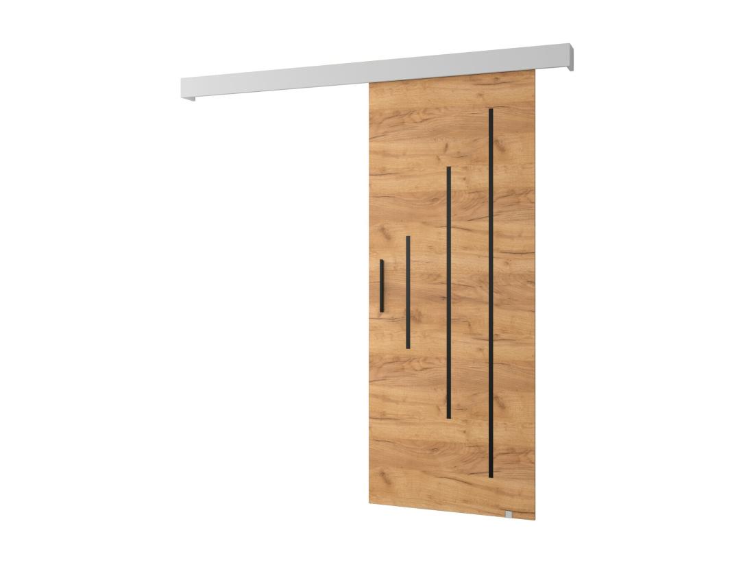 Vente Unique Portes Coulissantes Salwador Y 70x204 Cm (Chêne Craft / Blanc / Noir)