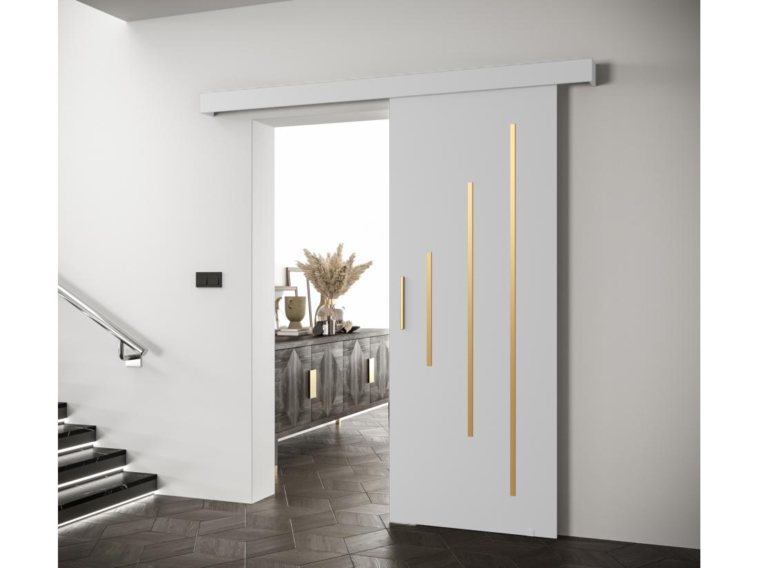 Vente Unique Portes Coulissantes Salwador Y 80x204 Cm (Blanc / Blanc / Or)