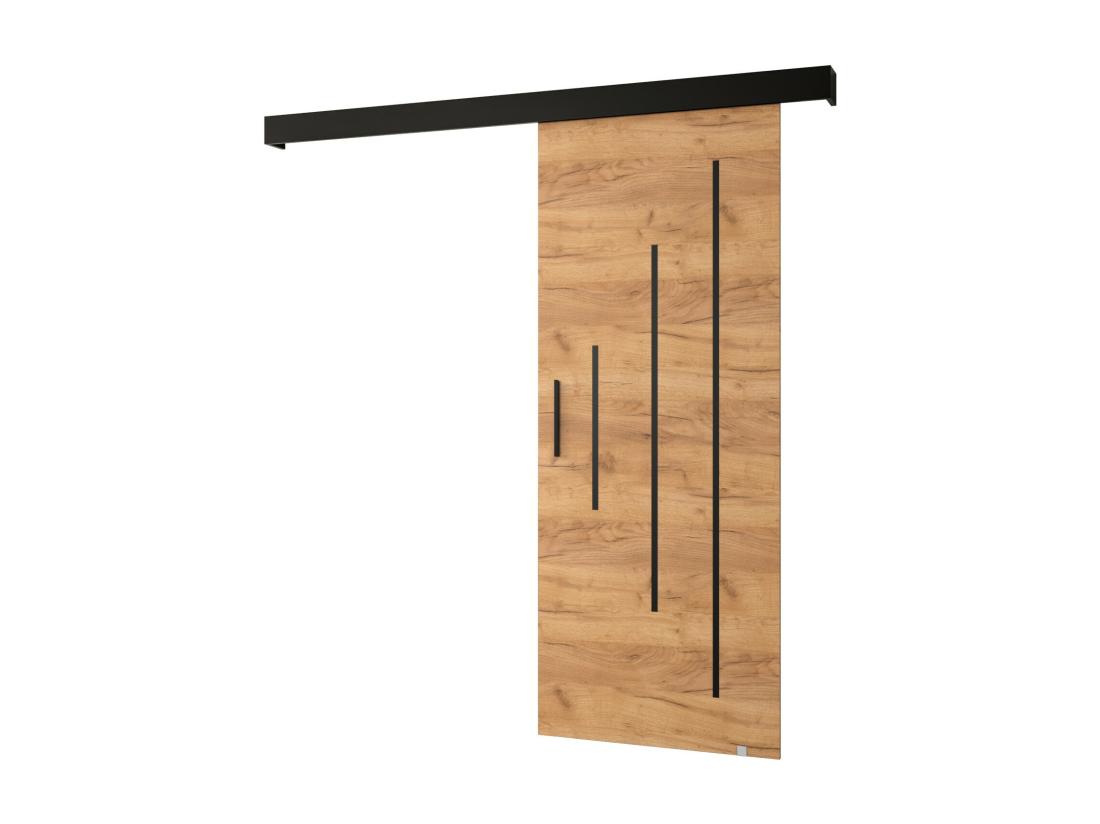 Vente Unique Portes Coulissantes Salwador Y 80x204 Cm (Chêne Craft / Noir / Noir)