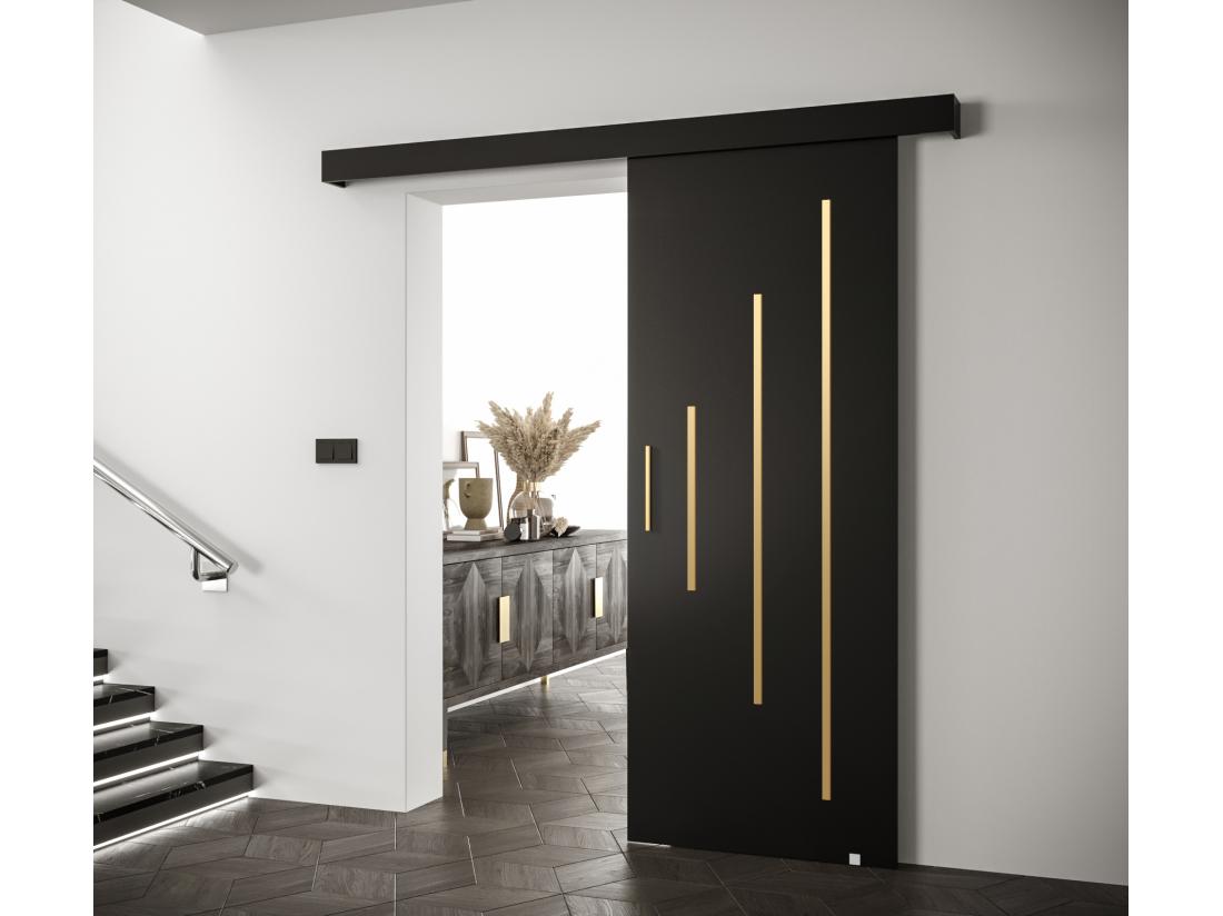 Vente Unique Portes Coulissantes Salwador Y 80x204 Cm (Noir / Noir / Or)