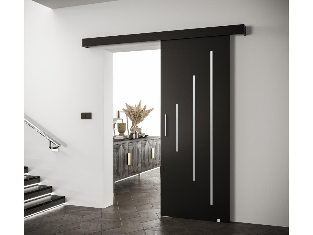 Vente Unique Portes Coulissantes Salwador Y 80x204 Cm (Noir / Noir / Argent)