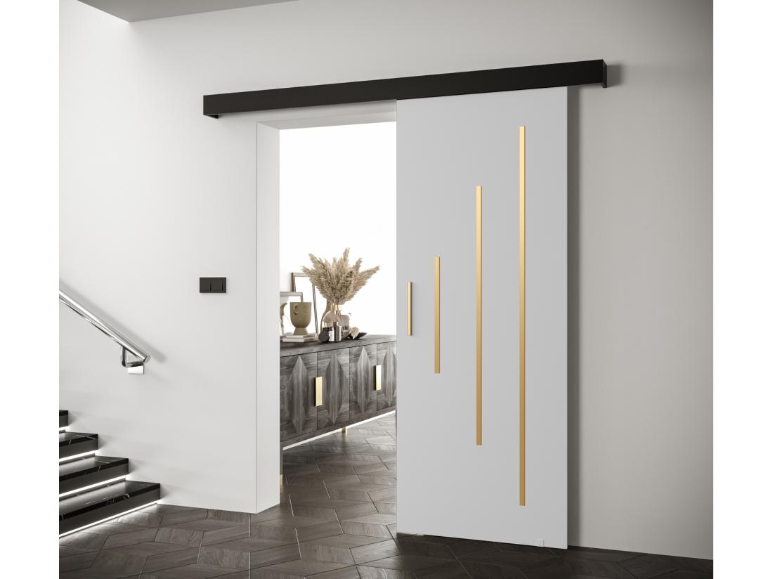 vente unique Portes coulissantes Salwador Y 90x204 cm (Blanc / Noir / Or)