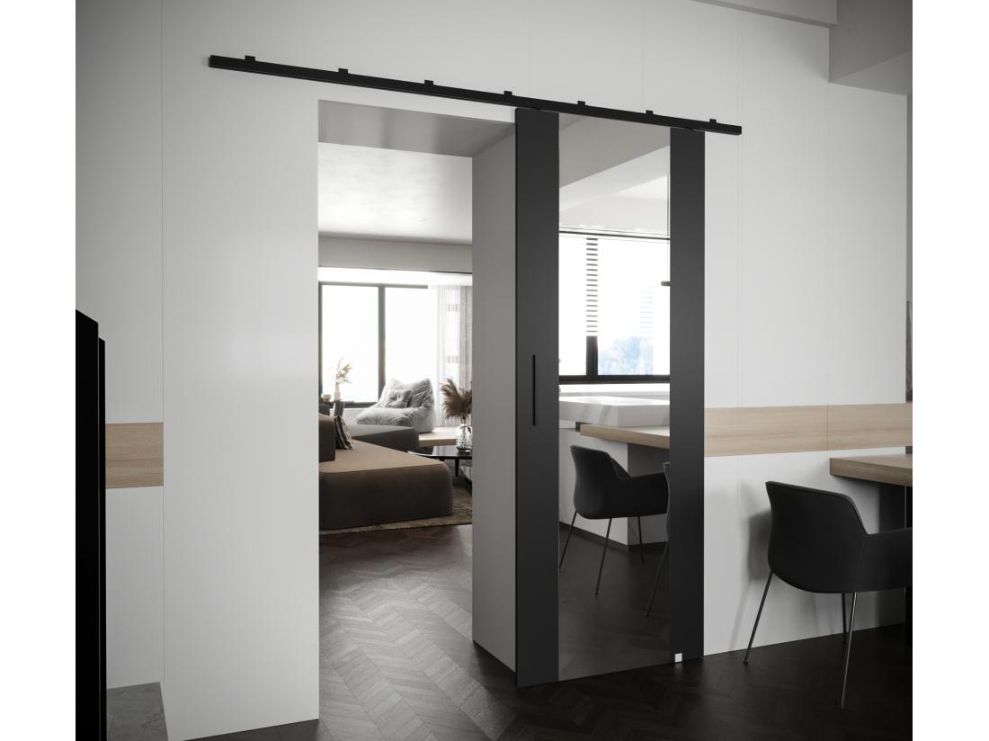 Vente Unique Portes Coulissantes Zonda II 80x204 Cm (Noir)