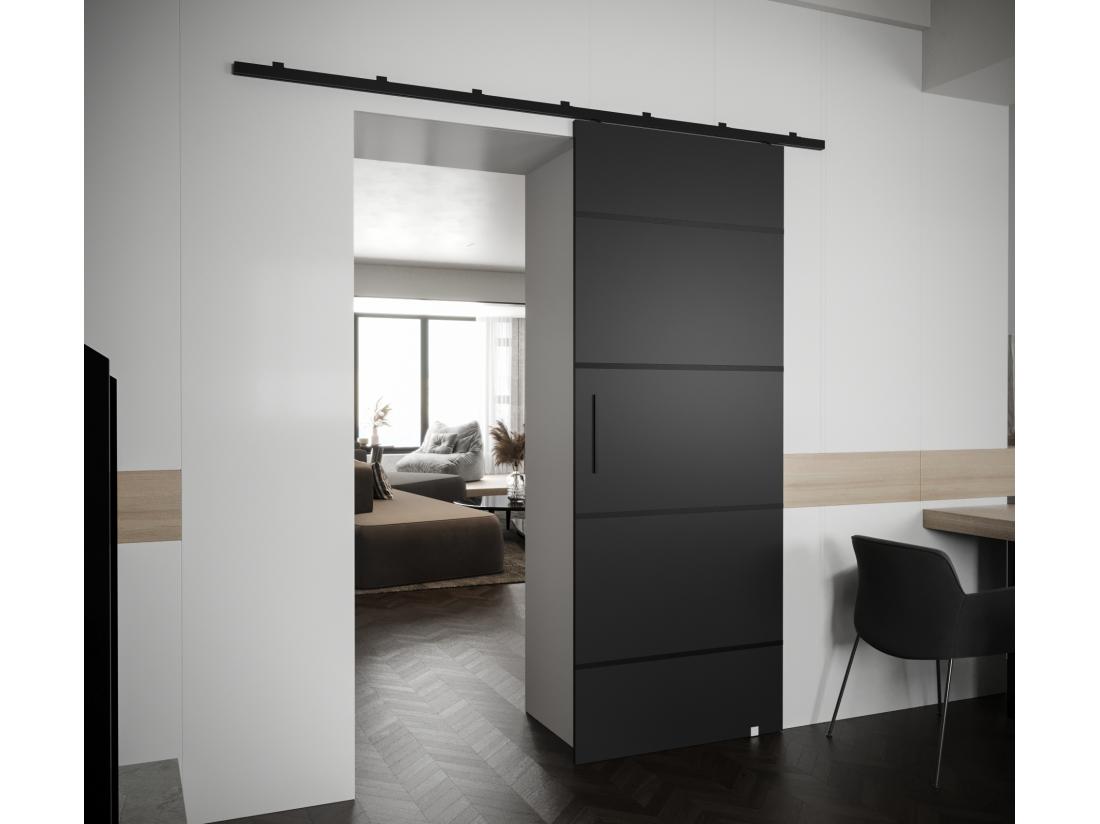 Vente Unique Portes Coulissantes Zonda IV 90x204 Cm (Noir)
