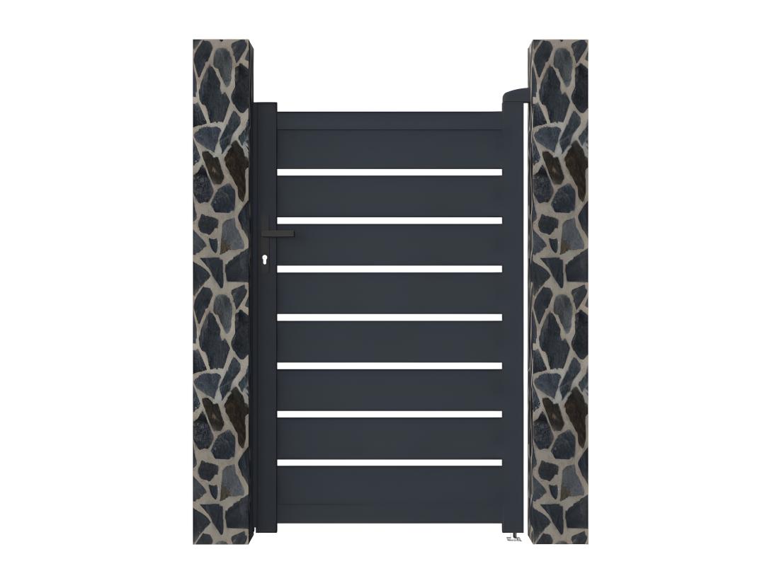 Vente Unique Portillon Battant Aluminium Ajouré L103 X H166 Cm Anthracite - PRIMO
