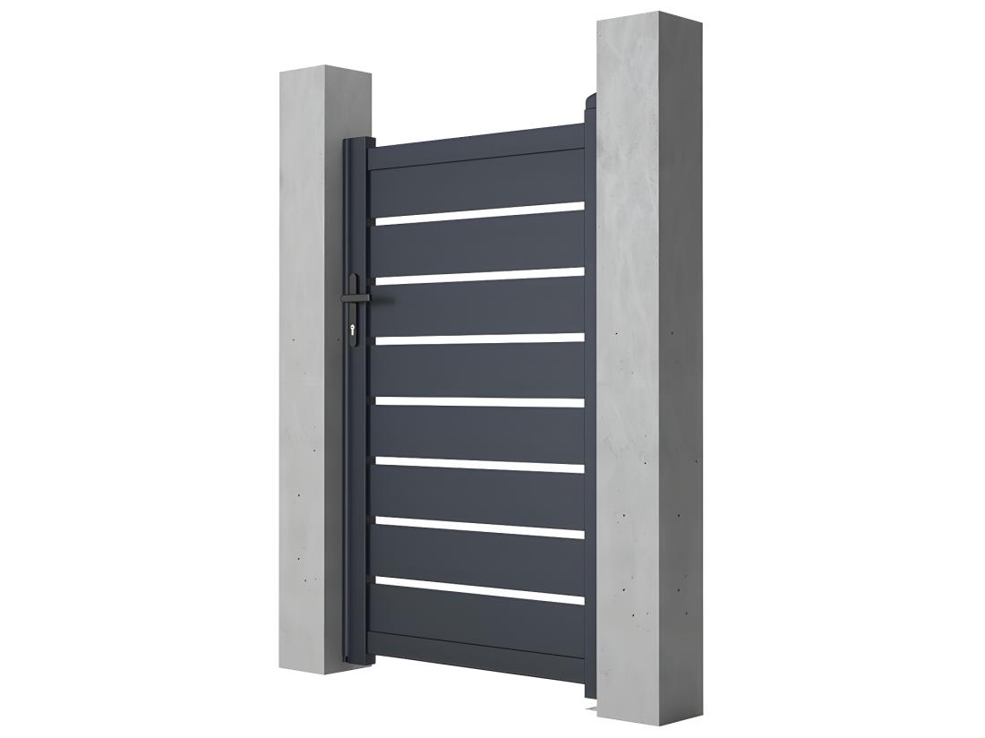 Vente Unique Portillon Battant Aluminium Ajouré L103 X H166 Cm Anthracite - PRIMO