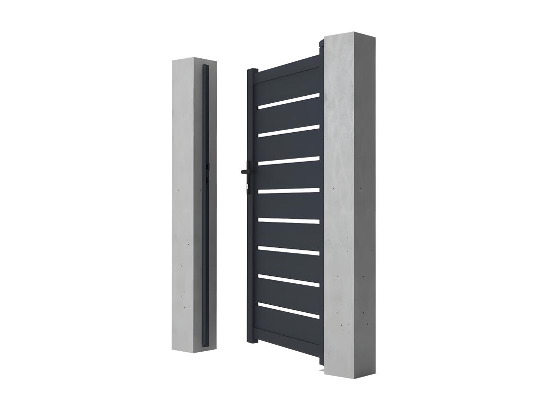 Vente Unique Portillon Battant Aluminium Ajouré L103 X H183 Cm Anthracite - PRIMO