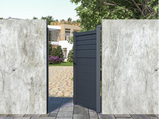 vente unique Portillon battant aluminium persienné L103 x H166 cm anthracite - VIAZO