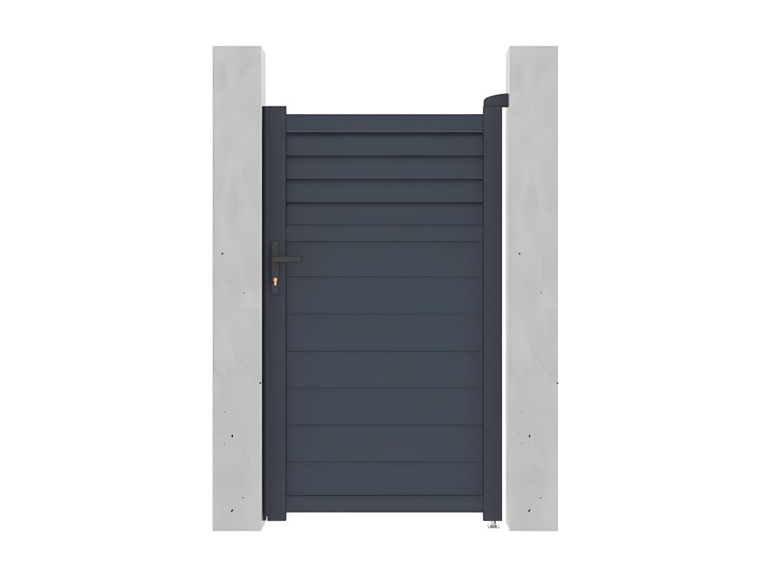 Vente Unique Portillon Battant Aluminium Persienné L103 X H181 Cm Anthracite - VIAZO