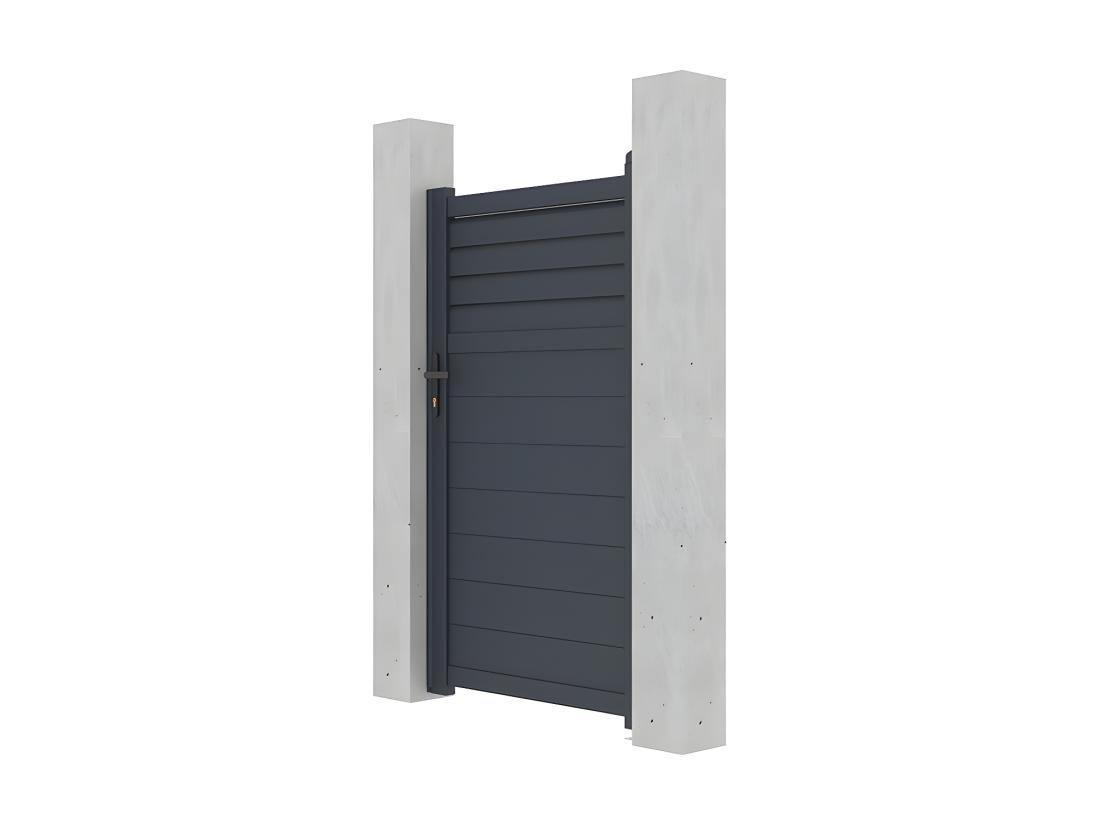 Vente Unique Portillon Battant Aluminium Persienné L103 X H181 Cm Anthracite - VIAZO