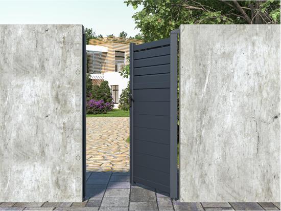 vente unique Portillon battant aluminium persienné L103 x H181 cm anthracite - VIAZO