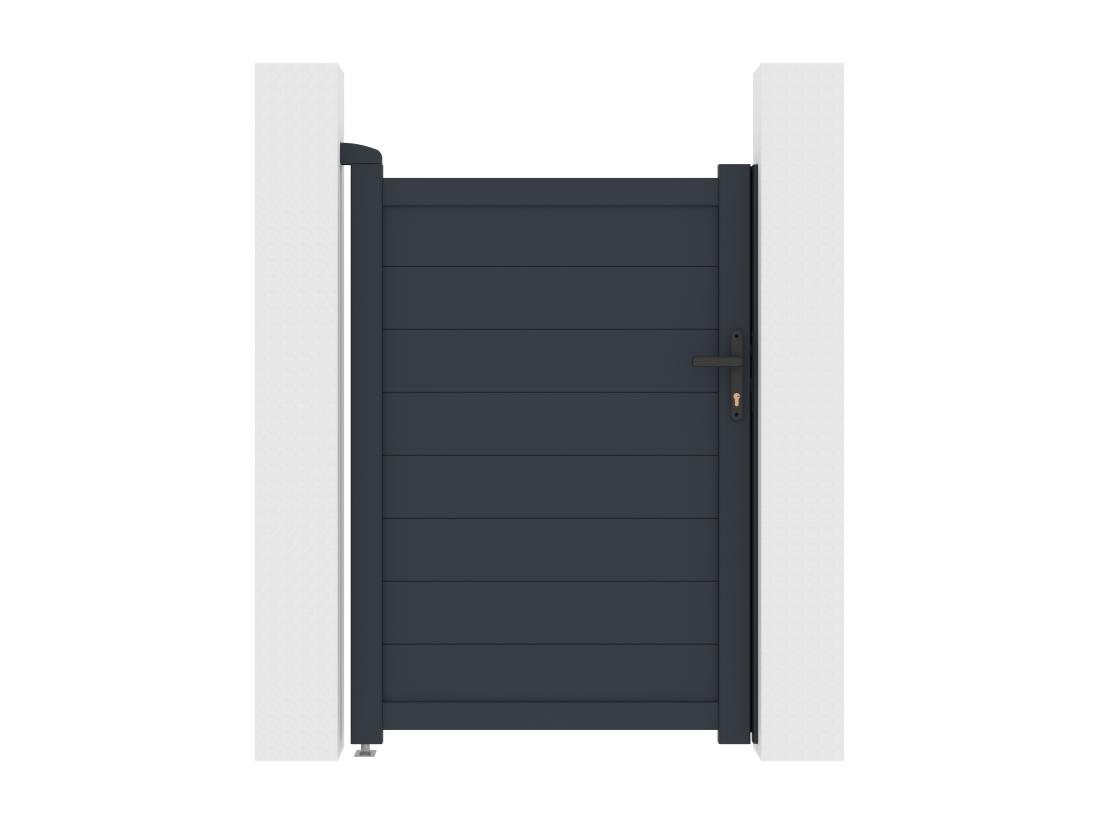 Vente Unique Portillon Battant Aluminium Plein L103 X H150 Cm Anthracite - NAZARIO