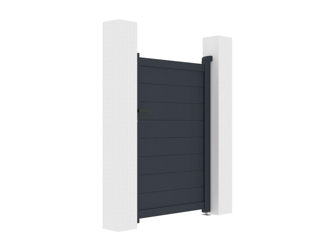 Vente Unique Portillon Battant Aluminium Plein L103 X H150 Cm Anthracite - NAZARIO