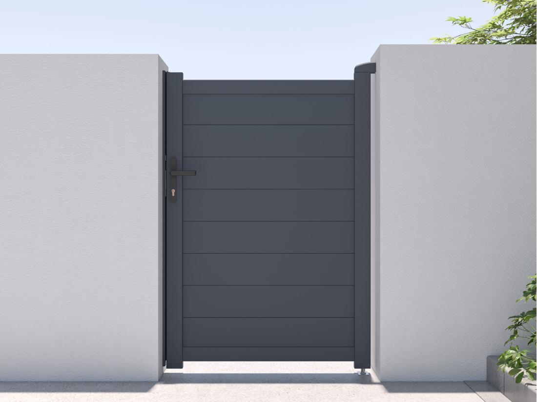 vente unique Portillon battant aluminium plein L103 x H150 cm anthracite - NAZARIO