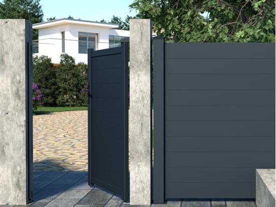 Vente Unique Portillon Battant Aluminium Plein L103 X H166 Cm Anthracite - NAZARIO