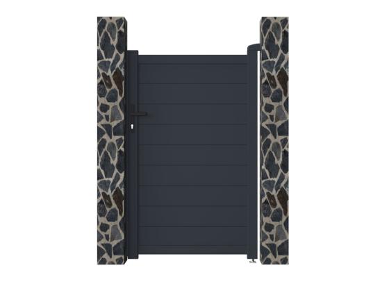 Vente Unique Portillon Battant Aluminium Plein L103 X H166 Cm Anthracite - NAZARIO