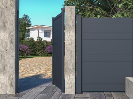 Vente Unique Portillon Battant Aluminium Plein L103 X H181 Cm Anthracite - NAZARIO