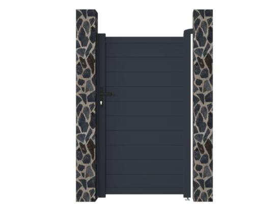 Vente Unique Portillon Battant Aluminium Plein L103 X H181 Cm Anthracite - NAZARIO