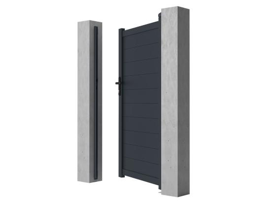 Vente Unique Portillon Battant Aluminium Plein L103 X H181 Cm Anthracite - NAZARIO