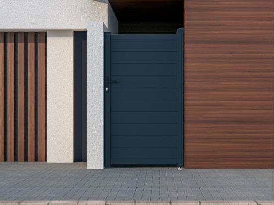 Vente Unique Portillon Battant Aluminium Plein L103 X H181 Cm Anthracite - NAZARIO