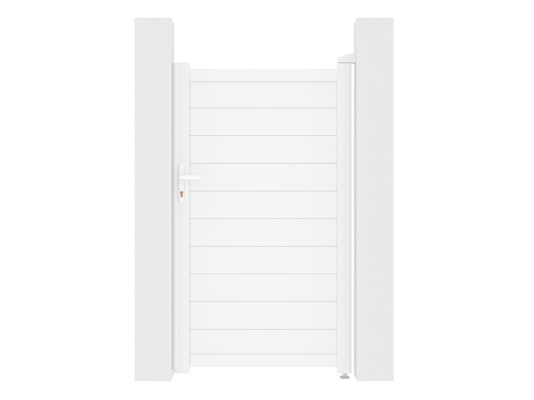Vente Unique Portillon Battant Aluminium Plein L103 X H181 Cm Blanc - NAZARIO