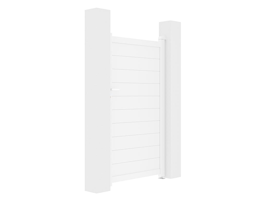 Vente Unique Portillon Battant Aluminium Plein L103 X H181 Cm Blanc - NAZARIO
