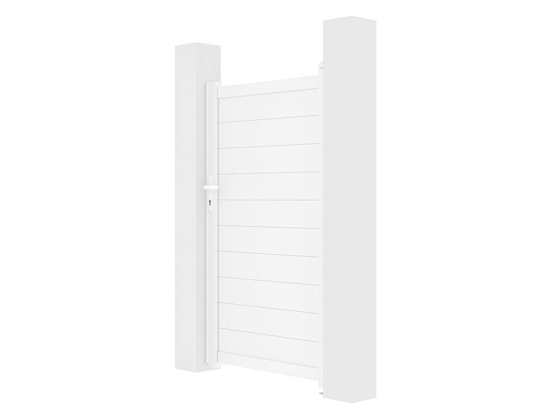 Vente Unique Portillon Battant Aluminium Plein L103 X H181 Cm Blanc - NAZARIO