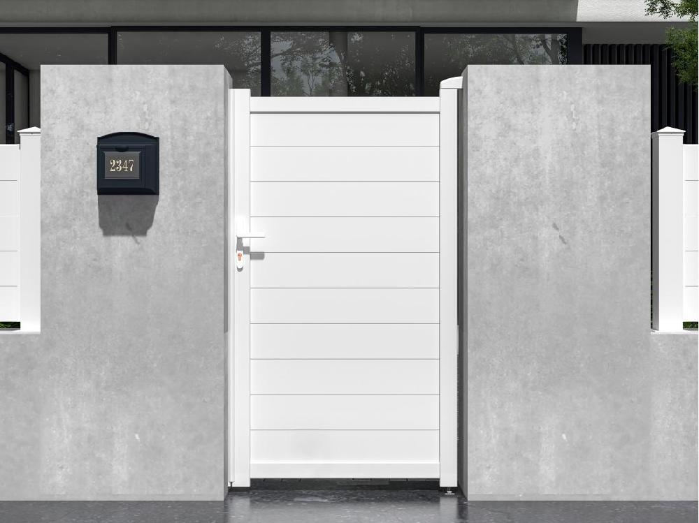 vente unique Portillon battant aluminium plein L103 x H181 cm blanc - NAZARIO