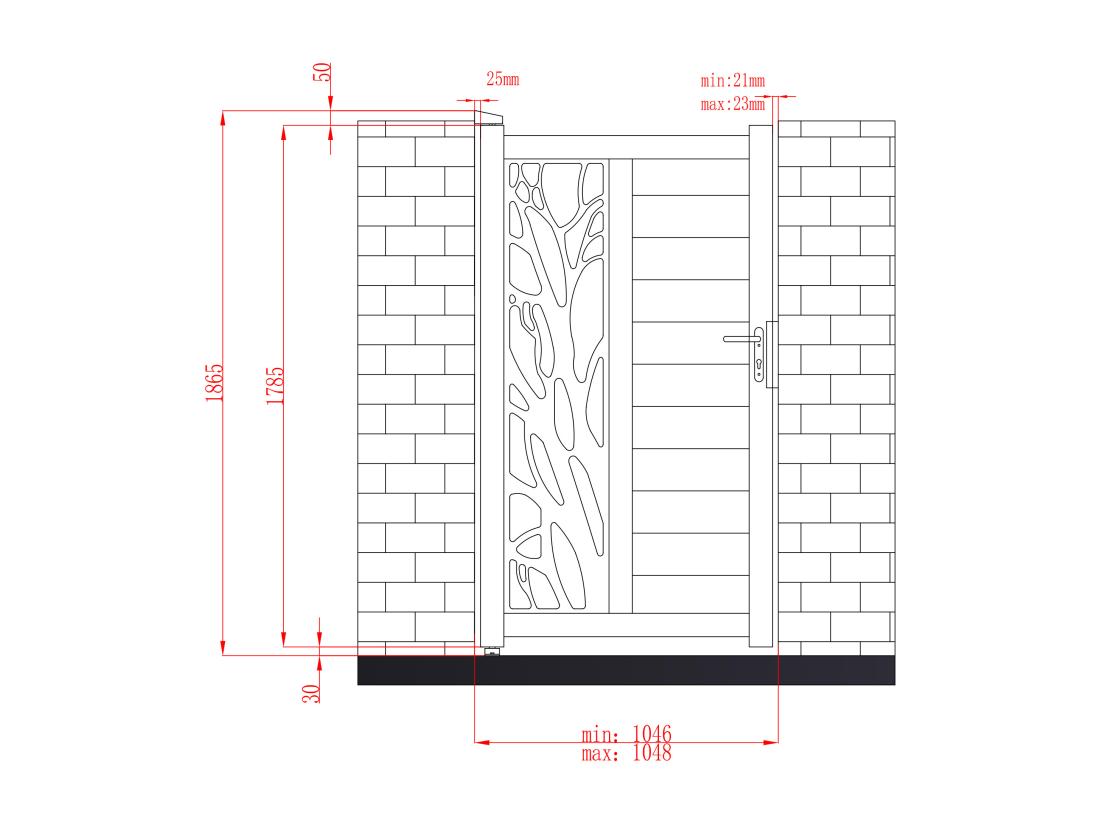 Vente Unique Portillon Battant Aluminium Semi Ajouré à Motifs L105 X H187 Cm Anthracite LABRIT II