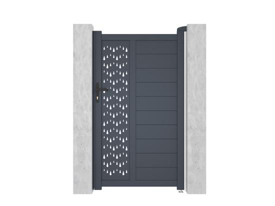 Vente Unique Portillon Battant Aluminium Semi Plein à Motifs L103 X H181 Cm Anthracite GREGOR