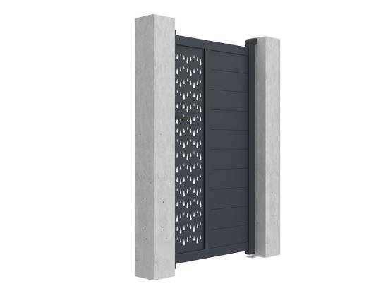 Vente Unique Portillon Battant Aluminium Semi Plein à Motifs L103 X H181 Cm Anthracite GREGOR