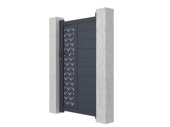 Vente Unique Portillon Battant Aluminium Semi Plein à Motifs L103 X H181 Cm Anthracite GREGOR