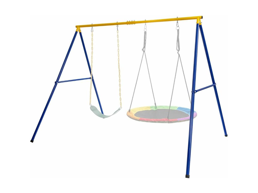 vente unique Portique avec Balançoire Nid d'Oiseau Ronde Ø100CM Balançoire Ceinture 1 2m pour Enfant Charge 300KG 2 Méthodes de Fixation