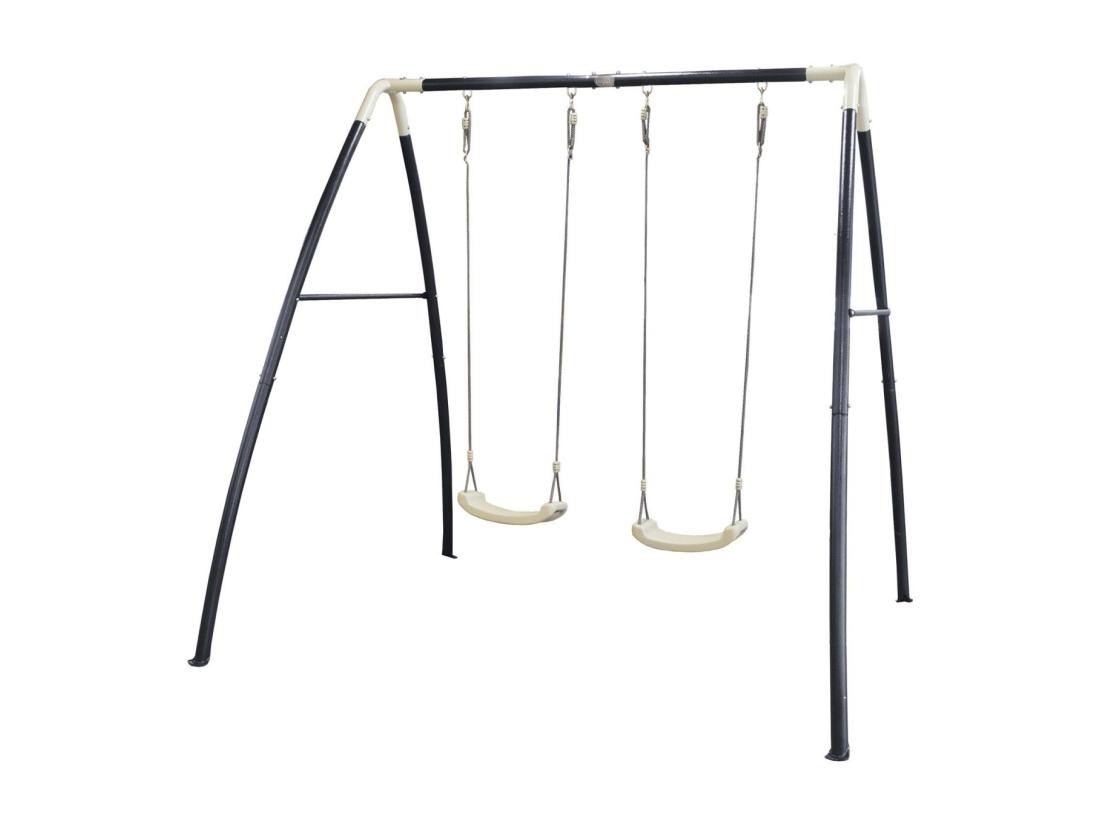 vente unique Portique balançoire double en métal Swing