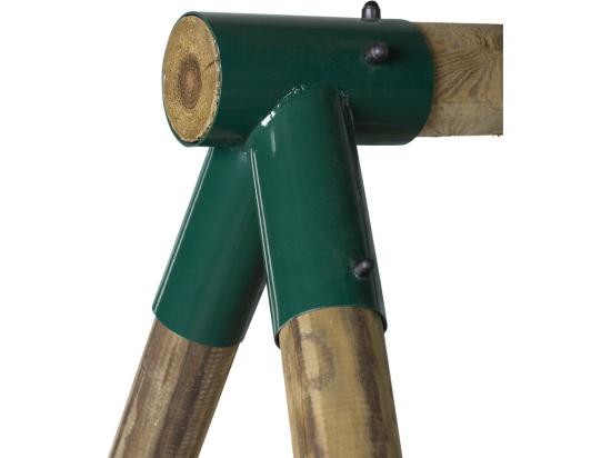 Vente Unique Portique Bois "Nelio" - Avec 2 Balançoires 1 Vis-à-vis Et 1 Nacelle
