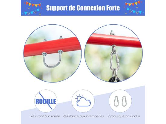 Vente Unique Portique De Balançoire En Métal Avec Structure En A Support De Balançoire Avec Tapis Antidérapant Charge 250kg Pour Intérieur Et Extérieur 194 X 184 X 180 Cm Sans Balançoire (Rouge)