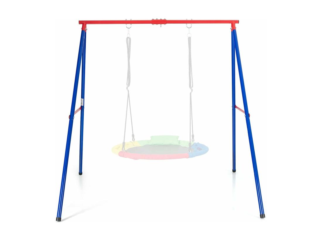 vente unique Portique de Balançoire en Métal avec Structure en A Support de Balançoire avec Tapis Antidérapant Charge 250kg pour Intérieur et Extérieur 194 x 184 x 180 cm sans Balançoire (Rouge)