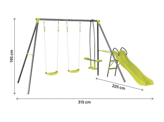 Vente Unique Portique En Métal "Enzo II " Avec 4 Agrès - 315 X 225 X 195 Cm
