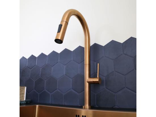 Vente Unique Portofino Mitigeur évier à Douchette Extractible Cuivre Brossé - Essebagno