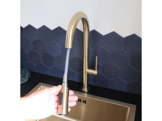 Vente Unique Portofino Mitigeur évier à Douchette Extractible Or Brossé - Essebagno