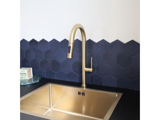 Vente Unique Portofino Mitigeur évier à Douchette Extractible Or Brossé - Essebagno