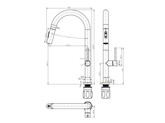 vente unique Portofino mitigeur évier à douchette extractible or brossé - Essebagno