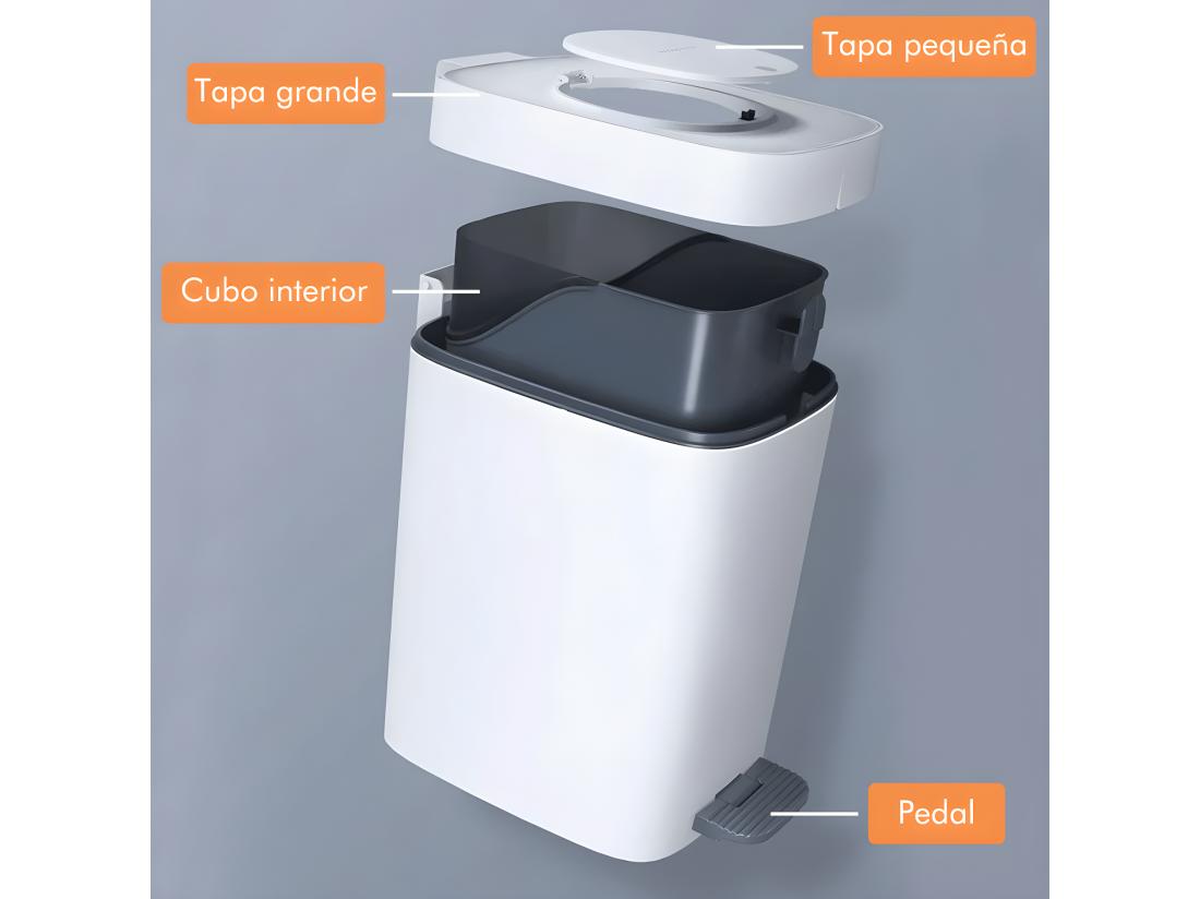 Vente Unique Poubelle 15 L Carrée à Pédale Comprenant 30 Sacs Poubelle