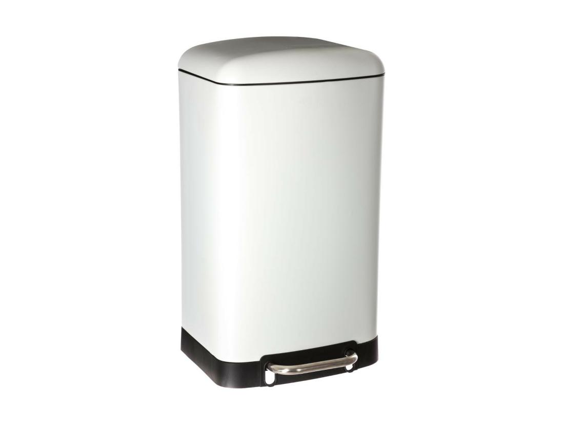 Vente Unique Poubelle 30 Litres En Métal Blanc Ouverture à Pédale