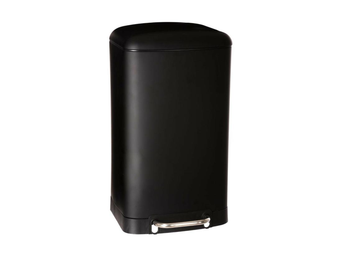 Vente Unique Poubelle 30 Litres En Métal Noir Ouverture à Pédale
