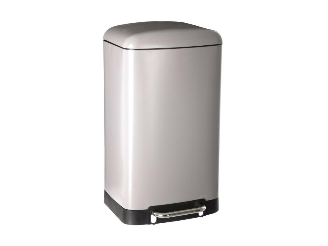 Vente Unique Poubelle 30 Litres En Métal Taupe Ouverture à Pédale